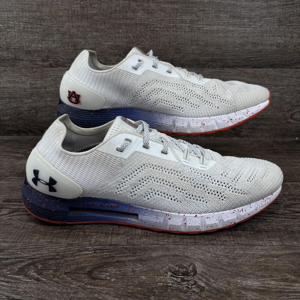 Auburn Tigers Shoes Men's 16 White Navy Orange Under Armour HOVR Wareagle